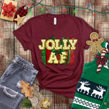 Christmas Shirts/ Jolly Af Gold Marquee Letter Lights Holiday Bling T shirts