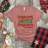 Christmas Shirts/ Movie Watching Marathon In Progress Marquee Letter Lights Pajama Winter Holiday T shirts