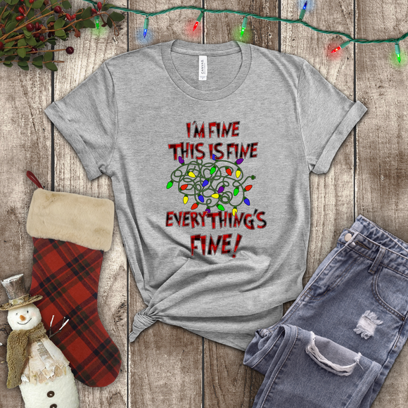 Christmas Shirts/ Funny This Is Fine I’m Fine Messy Tangled Holiday Lights T shirts