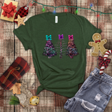 Christmas Shirts/ Watercolor Tie Dye Leopard Print Holiday Trees With Purple, Teal, Pink Bows T shirts