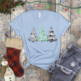 Christmas Shirts/ Watercolor 3 Pine Trees Black And White Deer/ Green Holly Leaves Winter T shirts
