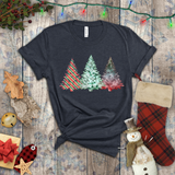 Christmas Shirts/ Watercolor 3 Pine Trees Stripe, Holly Leaves, Snowflakes T shirts