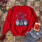 Christmas Sweatshirt/ Chillin With My Gnomies Winter Blue Sweater Gnome Trio Pajama Winter Fleece Sweater