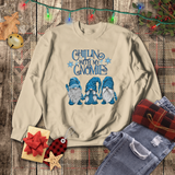 Christmas Sweatshirt/ Chillin With My Gnomies Winter Blue Sweater Gnome Trio Pajama Winter Fleece Sweater