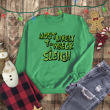 Christmas Sweatshirts/ Grinchy Most Likely To Wreck A Sleigh Funny Group, Family Party Matching Fleece Sweaters