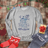 Christmas Sweatshirt/ Blue Victorian Snowman Let It Snow Winter Holiday Fleece Sweater