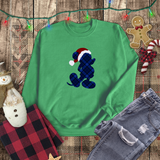 Disney Christmas Plaid Sweatshirt/ Blue Plaid Mickey Mouse With Red Santa Hat Shirt/ Christmas Holiday Fleece Sweater