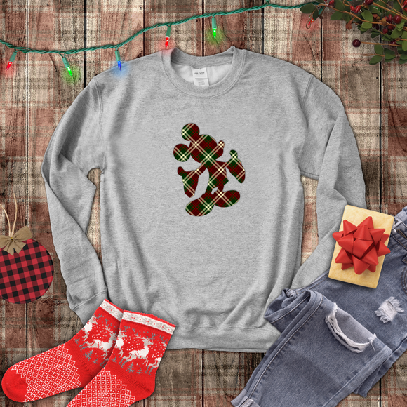 Disney Christmas Plaid Sweatshirt/ Mickey Mouse Red And Green Plaid Shirt/ Christmas Holiday Fleece Sweater