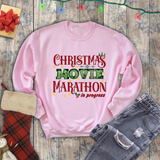 Christmas Sweatshirt/ Movie Watching Marathon In Progress Marquee Letter Lights Pajama Winter Holiday Fleece Sweater
