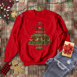 Christmas Sweatshirt/ Ugly Sweater Pattern Brushstroke Washi Tape Tree Pajama Winter Holiday Fleece Sweater