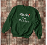 Christmas Sweatshirt/ Funny This Girl Likes Big Packages Shirt/ Big Presents Santa Hat Holiday Fleece Sweater