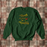 Christmas Naughty Drinking Sweatshirt/ Holiday Funny Things Are About To Get Naughty Shirt/ Metallic Red Wine Party Bling Fleece Sweater