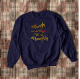 Christmas Naughty Drinking Sweatshirt/ Holiday Funny Things Are About To Get Naughty Shirt/ Metallic Red Wine Party Bling Fleece Sweater