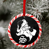 Christmas Candy Cane Ornament/ Old Fashion Retro Santa Claus Chalkboard Holiday Ceramic Ornament/ Christmas Gift Tag