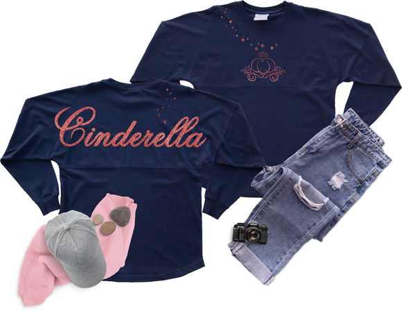 Cinderella Rose Pink Jersey/ Glitter Cinderella's Carriage Spirit Shirt/ Fairy Godmother Magic Sparkle Disney Vacation Jersey