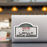 Funny Adulting Stickers/ Adulting One Star Review Cinema Marquee Sign Sarcastic Laptop Decal, Planner, Journal Vinyl Stickers