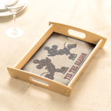 Disney Christmas Serving Tray Gift/ Plaid Ice Skating Mickey And Minnie Mouse Burlap Holiday Coffee Table/ Cookie Tray