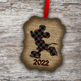 Disney Christmas Plaid And Burlap Ornament Set/ Mickey And Minnie Ice Skating 2022 Holiday Ornament/ Gift Tags