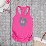 Disney Easter Minnie Mouse Tanks/ Glitter Minnie Bunny Ears And Bow Spring Vacation Tank Top
