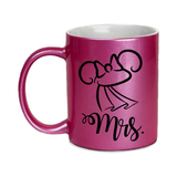 Disney Couple Wedding Gift Mug Set / Mickey And Minnie, Mr. And Mrs. Metallic Coffee Mug Set/ Disney Bride Groom Pink And Silver Mugs