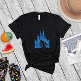 Disney Mickey Mouse Shirts/ Disney Cinderella Castle Aqua Blue Glitter T-Shirts