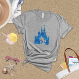 Disney Mickey Mouse Shirts/ Disney Cinderella Castle Aqua Blue Glitter T-Shirts