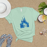 Disney Mickey Mouse Shirts/ Disney Cinderella Castle Aqua Blue Glitter T-Shirts