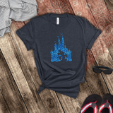 Disney Mickey Mouse Shirts/ Disney Cinderella Castle Aqua Blue Glitter T-Shirts