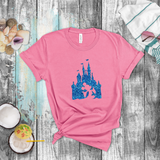 Disney Mickey Mouse Shirts/ Disney Cinderella Castle Aqua Blue Glitter T-Shirts