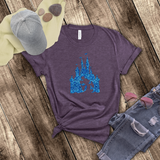 Disney Mickey Mouse Shirts/ Disney Cinderella Castle Aqua Blue Glitter T-Shirts