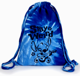 Disney Stitch Tie Dye Backpack/ Stay Weird Funny Ohana Stitch Playing Guitar Tie Dye Cinch Sack Bag