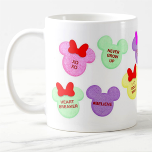 Disney Valentine Mug/ Mickey And Minnie Candy Conversation Hearts Cup/ Disney Quotes Coffee Lover Mug Gift