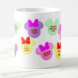 Disney Valentine Mug/ Mickey And Minnie Candy Conversation Hearts Cup/ Disney Quotes Coffee Lover Mug Gift