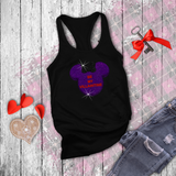 Disney Valentine Villain Tanks/ Conversation Heart Candy Purple Glitter Funny Be My Villaintine Minnie Mouse Tank Top