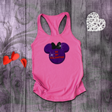 Disney Valentine Villain Tanks/ Conversation Heart Candy Purple Glitter Funny Be My Villaintine Minnie Mouse Tank Top