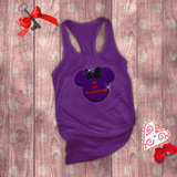 Disney Valentine Villain Tanks/ Conversation Heart Candy Purple Glitter Funny Be My Villaintine Minnie Mouse Tank Top