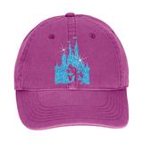 Disney Hat/ Mickey Mouse Silhouette Glitter Blue Cinderella’s Castle Hat/ Disney Baseball Hat/ Disney Vacation Mickey Adjustable Cap
