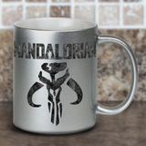 Mandalorian Mug/ Disney Mandalorian Mythosaur Star Wars Silver Metallic Coffee Mug/ Mandalorian Beskar Coffee Lover Gift