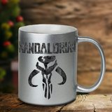 Mandalorian Mug/ Disney Mandalorian Mythosaur Star Wars Silver Metallic Coffee Mug/ Mandalorian Beskar Coffee Lover Gift