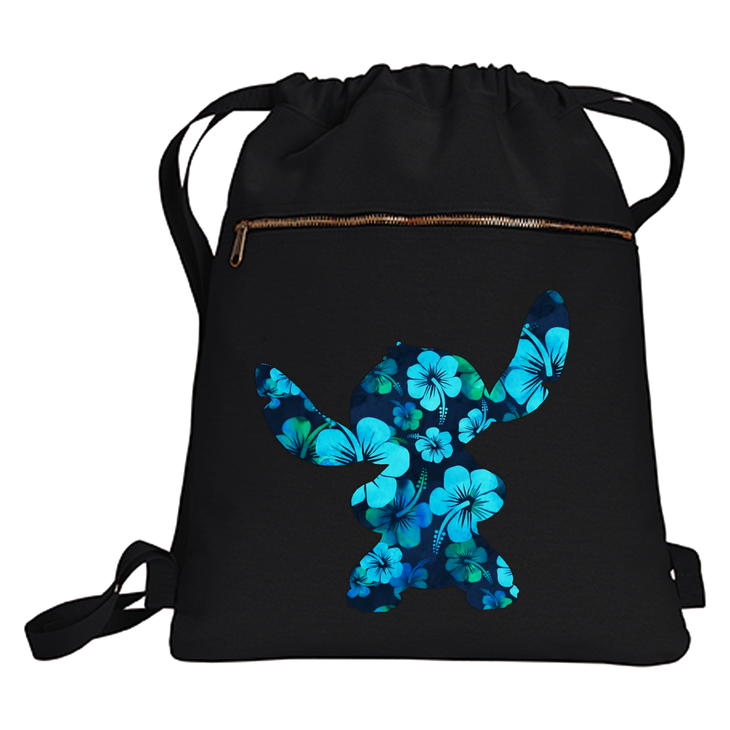 Disney Parks Stitch Drawstring Backpack Disney Polynesian Stitch Backpack/ Stitch Blue Hibiscus  main image 4