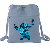 Disney Polynesian Stitch Backpack/ Stitch Blue Hibiscus Tropical Vacation Travel Park Bag Gift/ Disney Luau Island Blue Hibiscus Cinch Sack