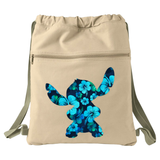 Disney Polynesian Stitch Backpack/ Stitch Blue Hibiscus Tropical Vacation Travel Park Bag Gift/ Disney Luau Island Blue Hibiscus Cinch Sack