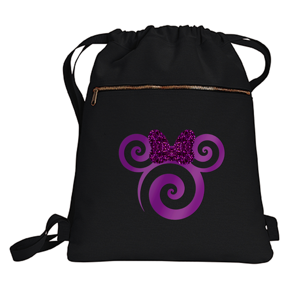 Disney Potion Purple Minnie Backpack/ Minnie Mouse Glitter Purple Bow Disney Vacation Travel Park Bag