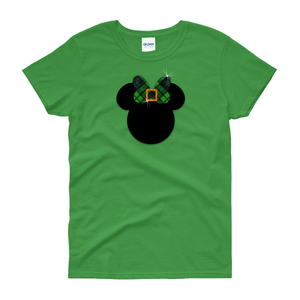 Disney St. Patrick’s Day Glitter Shirt/ Glitter Green Irish Plaid Minnie Women’s Shirt/ Disney Minnie Plaid Bow St. Patrick’s Day T-shirt