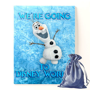 Disney Reveal Surprise Puzzle/ Frozen Arendelle We're Going To Disney Jigsaw Puzzle/ Olaf Disney World/ Disneyland Vacation Puzzle Gift
