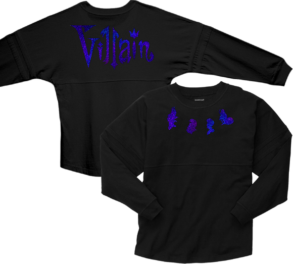 Disney Villains Jersey/ Evil Villains Spirit Shirts/ Blue Holographic Disney Maleficent, Ursula, Vacation Oversized Jersey Top