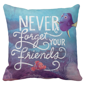 Disney Dory And Nemo Pillow/ Disney Finding Dory Quote Room Décor/ Disney Quote Throw Pillow/ Friend Gift Bedroom Decoration Throw Pillow