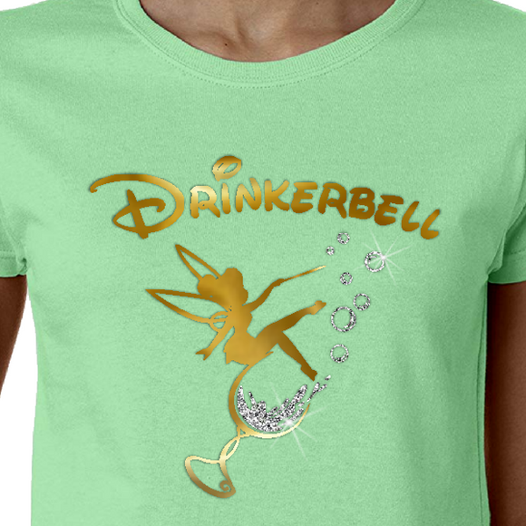 Drinkerbell Shirt / Disney Drinking Epcot Food And Wine Festival Women’s T-Shirt / Funny Disney Tinkerbell Gold, Glitter Wine Glass T-Shirt
