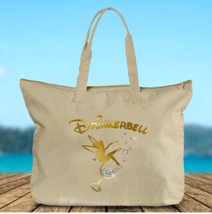 Drinkerbell Tote Bag/ Disney Drinking Epcot Food And Wine Festival Tote/ Disney Tinkerbell Gold, Glitter Champagne Bubbles Glass Book Bag