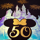Disney 50th Anniversary Sweatshirt/ EARidescent Holographic Cinderella Castle And Gold Fireworks Minnie Vacation Fleece Sweater